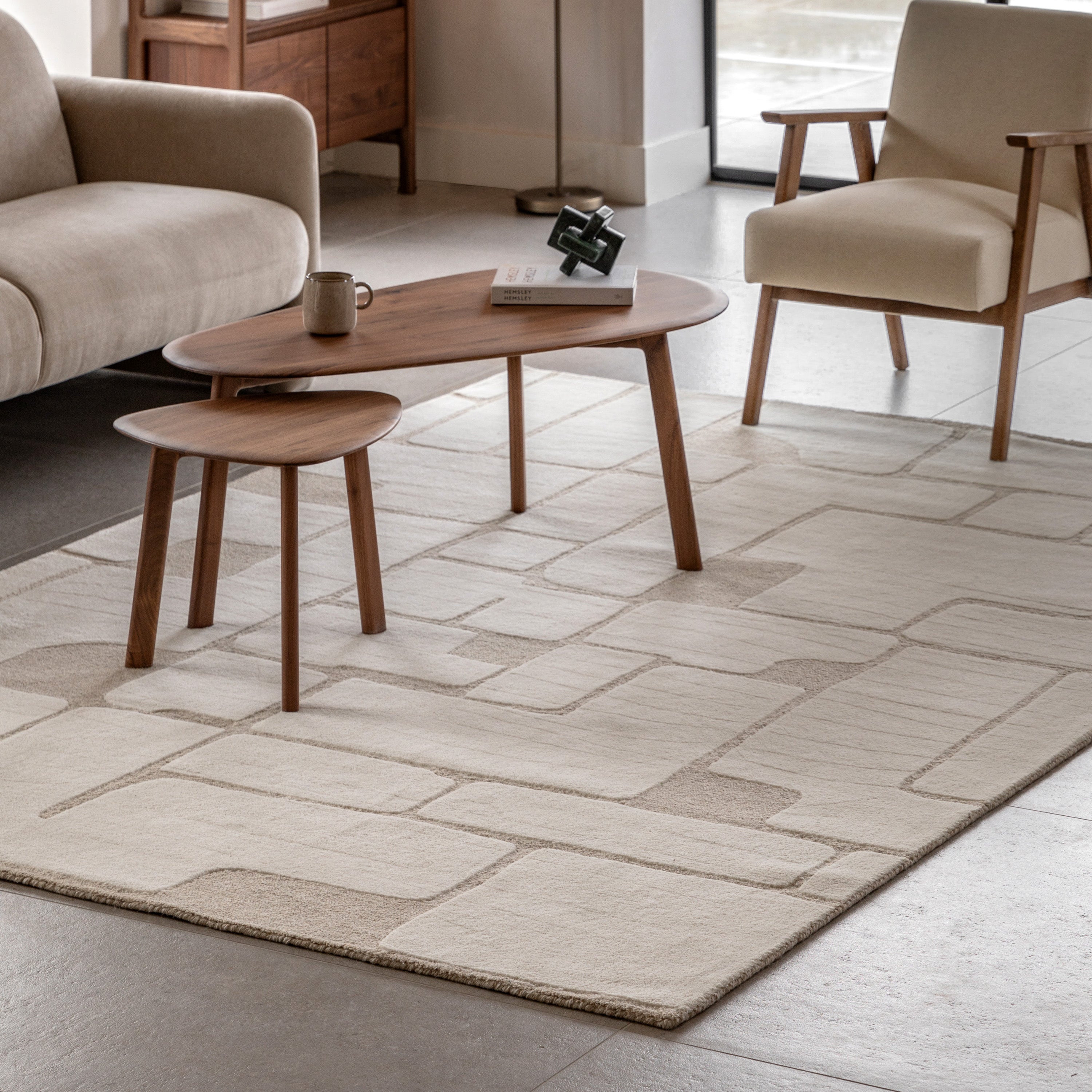 Kanha Cream Tufted Graphic Rug 160x230